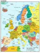 Europe Map Poster European Countries Political Geography Educational Wall Art picture
