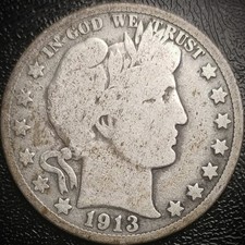 1913 S Barber Half Dollar - VG - 90% Silver 50C picture