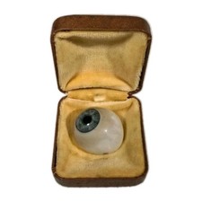 Antique Hand‑Blown Cryolite Glass Eye in Orig Southern Optic Case (1890s–1940s) picture