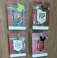 Disney VIP Tours Exclusive Private Tour Pin Set of 4 with Plaid Backing Cards picture