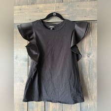 Black Fluttered Sleeve Shirt Express Size M A47 picture