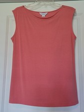 Liz Claiborne Women's Medium Coral Orange Sleeveless Blouse Tank Top picture