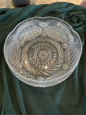 Yasemin Turkish  24% LEAD CRYSTAL ROUND Cut GLASS BOWL  11.5” Diam X 4” Tall. picture