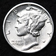1944-S Mercury Silver Dime AU   picture