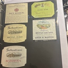 WINE LABELS 1960s 1970s CALIFORNIA Sebastiani MARTINI Paul MASSON Sonoma NAPA picture