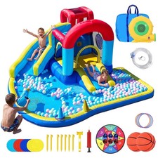 Brincolines De Agua Inflables 9 Pies Para Fiestas Grande Con Tobogan y Soplador picture