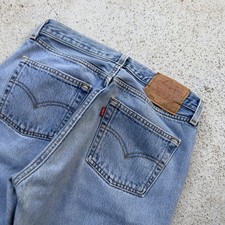Vintage 90s Levi’s 501 “For women” Light Wash Blue Denim Straight Jeans Made USA picture