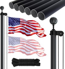 Elegant 25FT Heavy-Duty Flagpole Kit with Complete Accessories & US Flag - Black picture