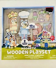 bluey magnetic wooden playset 17 piece kids toy ages 3 plus preschool gift picture
