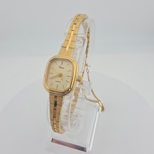 Vintage TIMEX Ladies Cocktail Watch Textured Bar Link Band Gold Plate 7.25