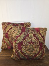 Set Of 2 Croscill Imperial Empress Medallion Square Boudoir Pillow Burgundy Gold picture