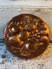 Vintage Copper Fruit Mold Scalloped Grapes Pineapple Pear Kitchen Wall Decor picture