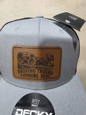 Decky Trucker Hat Gray/Black One Size Adjustable Mesh Back Graphic Print Patch picture