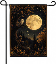 Fall Decor - Owl Full Moon Garden Flag | Thanksgiving Party Favors Supplies Deco picture