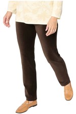 Susan Graver Women's Knit Corduroy Straight Leg Pant Dark Brown picture
