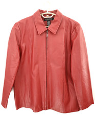 DIALOGUE Women's Genuine  Leather Jacket Long Sleeve Full Zip Dark Red 1X Plus picture