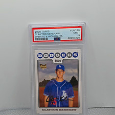 Topps 2008 Updates & Highlights #UH240 Clayton Kershaw Dodgers RC PSA 9 picture