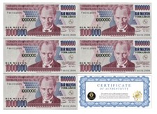 TURKEY 1,000,000 Lira qty 5 (5 MILLION TL Total) 1970-2002 UNC BANKNOTE USA picture