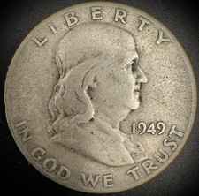1949-S Franklin Half Dollar 90% Fine Silver Coin #1 picture