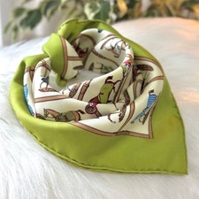 HERMES Carre 45 Gavroche Silk Scarf 48 Horses in the Paddock Excellent picture