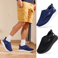 FitVille Men's Diabetic Shoes Extra Wide Adjustable Slip-on Swollen Feet Walking picture