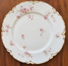 Antique Haviland Limoges Dinner Plate Schleiger 31 Pink Roses Gold Scalloped Rim picture