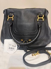 Chloe Marcie Medium 2Way Shoulder Tote Bag Black Grained Leather Gold HW Unused picture