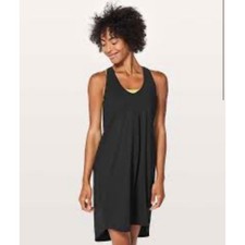 Lululemon Rejuvenate Athletic Dress Womens 6 Black Racerback Draped Open Back picture