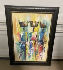 Alexander Gyamfi Vibrant contemporary African Abstract Framed Painting picture