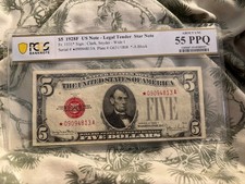 $5 1928 F Legal Tender Star Note PCGS AU 55 PPQ picture