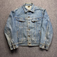 Vintage Lee Riders Denim Trucker Jacket Light Wash Blue 44 REG 153438 Mens picture