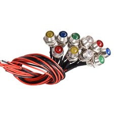 10 Pcs AC/DC 24V LED Indicator Light Car Boat Metal Shell 8mm Panel Mount picture