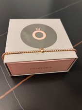 PANDORA Timeless Sparkling Heart Tennis Bracelet Rose Gold Plated Pink Crystals picture