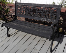 Heavy Cast Iron 4' Metal Art Park Bench Cherubs Angels Long Window Grate Garden picture