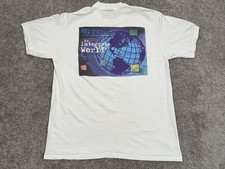 VINTAGE STC Software Shirt Mens Large White Globe World Map Oneita Tech Promo picture