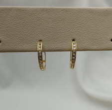 18K Gold Slim Hoop Earrings 1.40g picture