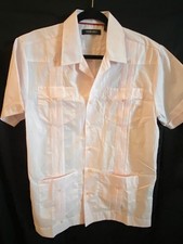 Murano Men’s Guayabera Short Sleeve Shirt – Pink – Size Small picture