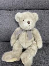 Russ Berrie Trafalgar Teddy Bear Plush Stuffed Animal Tan Bow Corduroy Paws picture