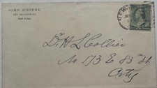 1899 USA NYC Local Cover Broadway Corner Card 1-Hour Delivery Scott 267/279B picture