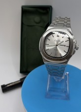 Lucky Fours Men's Chronograph Silver Stainless Steel Wristwatch White Dial Box picture