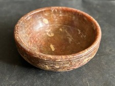 19c ANCIENT OLD UNIQUE PRIMITIVE STONEWARE STONE HANDMADE BOWL. COLLECTIBLE picture