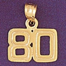 Number 80 Charm Pendant 14k Gold (1.2 Grams) picture