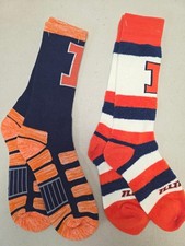 ST1a MENS NCAA ILLINOIS FIGHTING ILLINI Crew Socks Lot of 2 Pair LARGE New picture