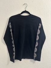 KAPITAL Men's Black Long Sleeve Cotton Jersey Crew Neck Lace T-Shirt Size 2 picture