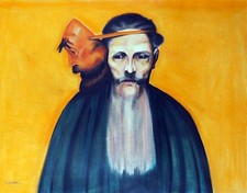 RAFAEL CORONEL / Authentic Pastel on Paper, Art Drawing Signed.  Poetic Realism picture
