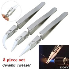 3pcs Ceramic Tip Soldering Tweezers Anti-Static Precision Electronic Tool Set picture