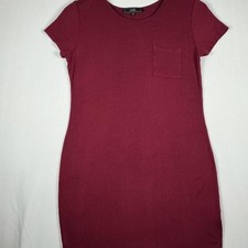 Vibe T-Shirt Dress Size M Burgundy Pocket Short Sleeve picture