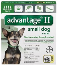 Advantage II for Dogs 3-10 lbs Green 4 dose | Genuine USA EPA Approved | 4 doses picture