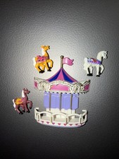 Vintage 1980s Nobel Hall 3D Refrigerator Magnet Set Carousel with 3 Horses picture