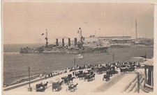 Postcard USS Montana Havana Harbor WWI Lighthouse Sailors Rare RPPC 4/12/1910 picture